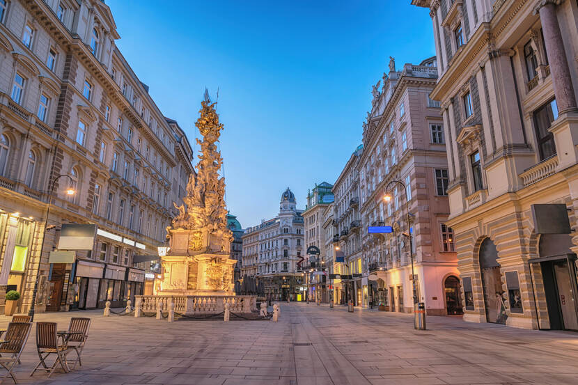 Foto van een plein in het centrum van de Oostenrijkse hoofdstad Wenen